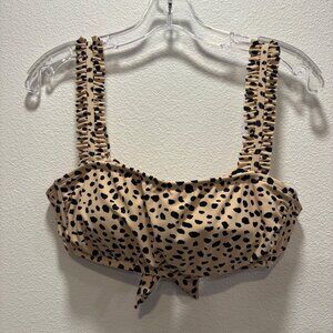 Animal Print Kona Sol Womens Swim Top M Leopard Padded Recycled Plastic Tie Back